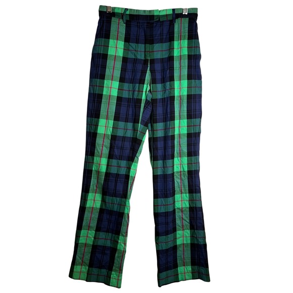 Lilly Pulitzer Womens 0 Plaid Golf Pants Green Blue Preppy VTG Ankle Cropped - Picture 3 of 6